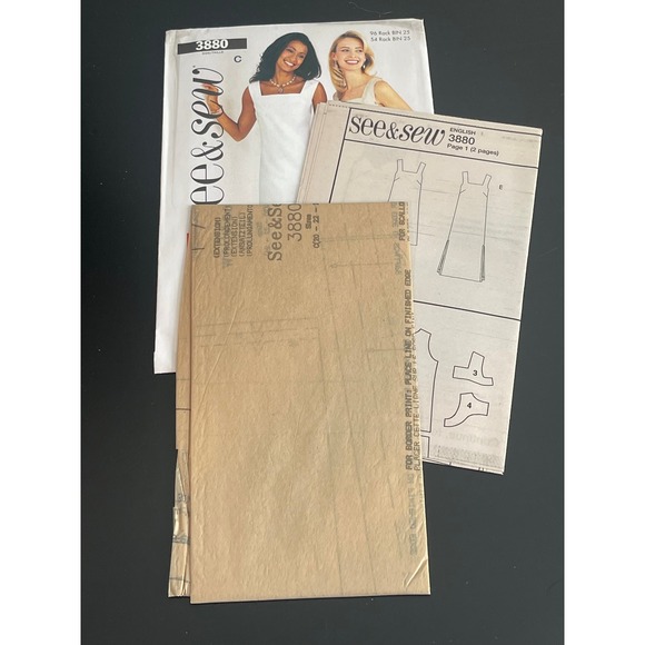 00548 - See and Sew 3880 Dress Pattern Multi Size 20-24 Square Neck Maxi Midi - Picture 2 of 3